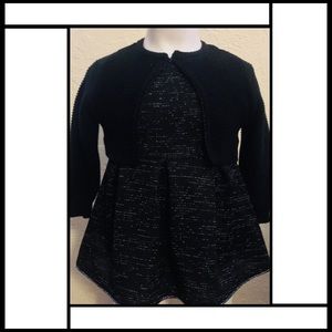 New! Cat & Jack Black Dress w/Cardigan size 18m.